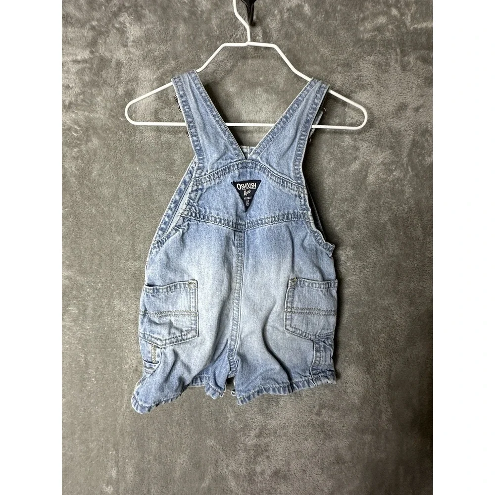 Oshkosh B'Gosh Overalls Boys‎ 9M Blue Denim Patch Vestbak Shirtalls